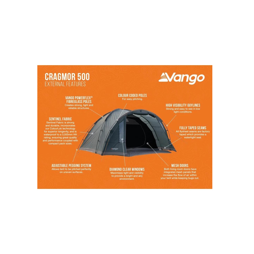 Vango Cragmor 500 Σκηνή Camping Οικογενειακή, 5 ατόμων