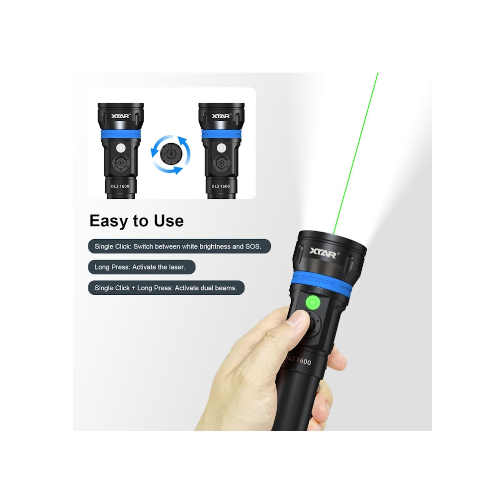 Xtar DL2 Φακός Κατάδυσης με Λέιζερ, 1600 lumens 