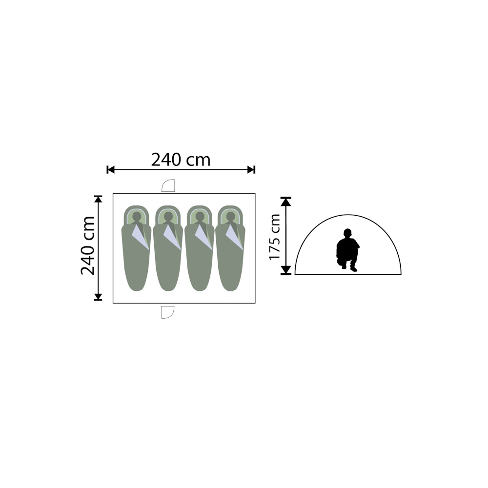 Bigfour Versa 4 Σκηνή Camping με Διπλό Πανί, 4 Ατόμων